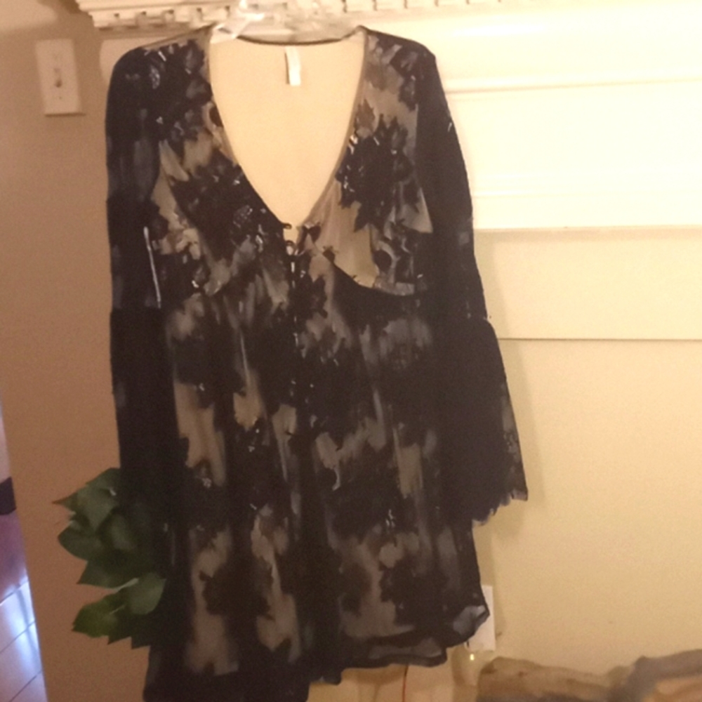 Xhiliration Lace Dress Black Large